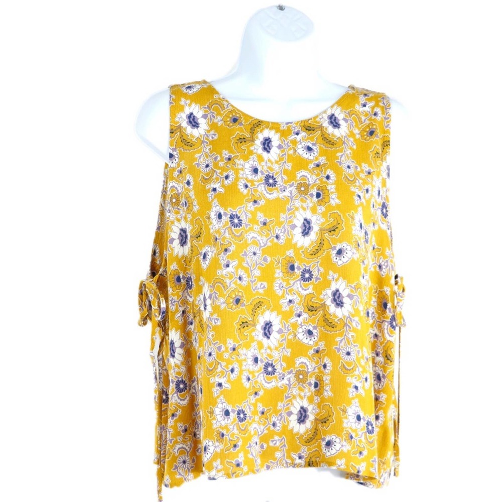 Elodie Rayon Side Tie Tank Blouse Floral Print Large